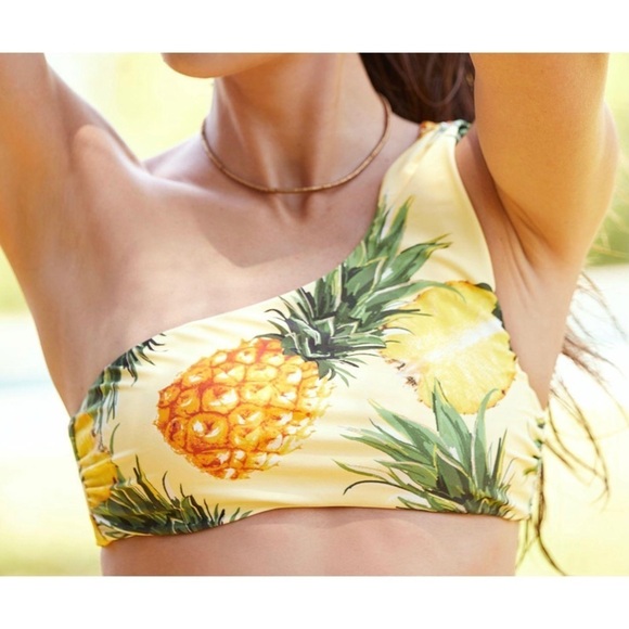 NWOT ANTHROPOLOGIE Classic One-Shoulder Bikini Top in Pina Colada - Picture 1 of 2